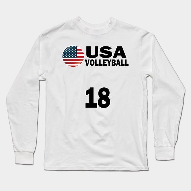 USA Volleyball #18 T-shirt Design Long Sleeve T-Shirt by werdanepo